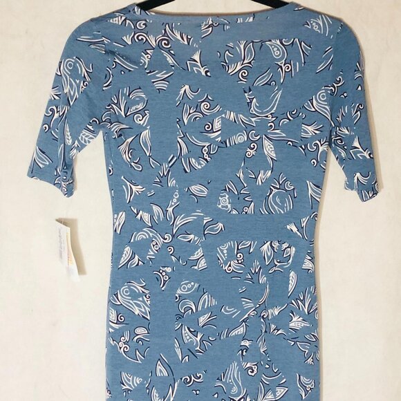 LuLaRoe Julia dress short sleeve blue white polyester blend xxs 38 READ new - Picture 10 of 12